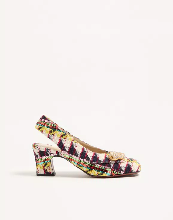 Valentino Adamantine Slingback Pumps In Tweed 60Mm - Image 1